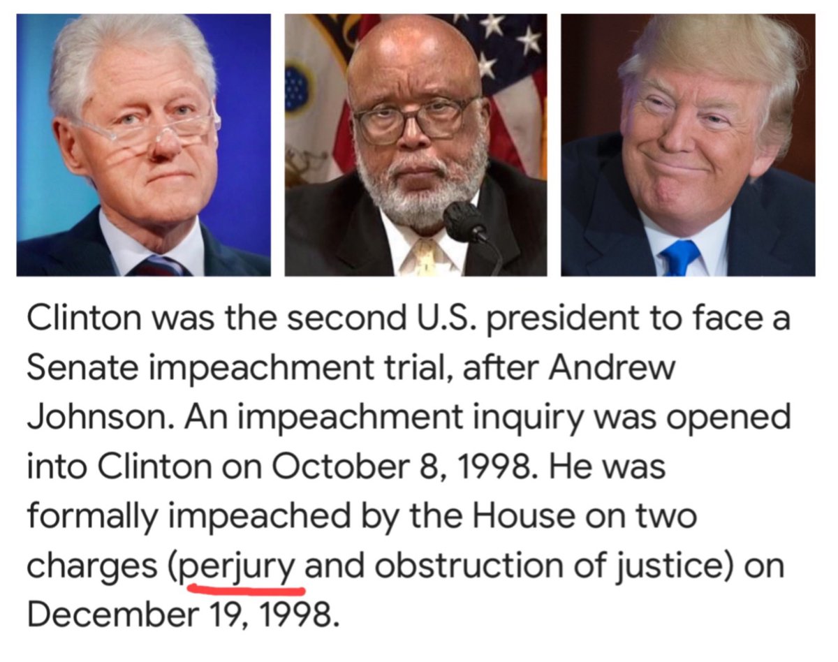 I guess Democrat Rep. Benny Thompson, hasn’t heard the phrase, 
“Make sure your brain is in gear, before you put your mouth in motion”. 
  In calling to strip Trump of SS protection for a felony, the same would have to apply to Clinton for his “Perjury”.   Perjury is a “Felony”.