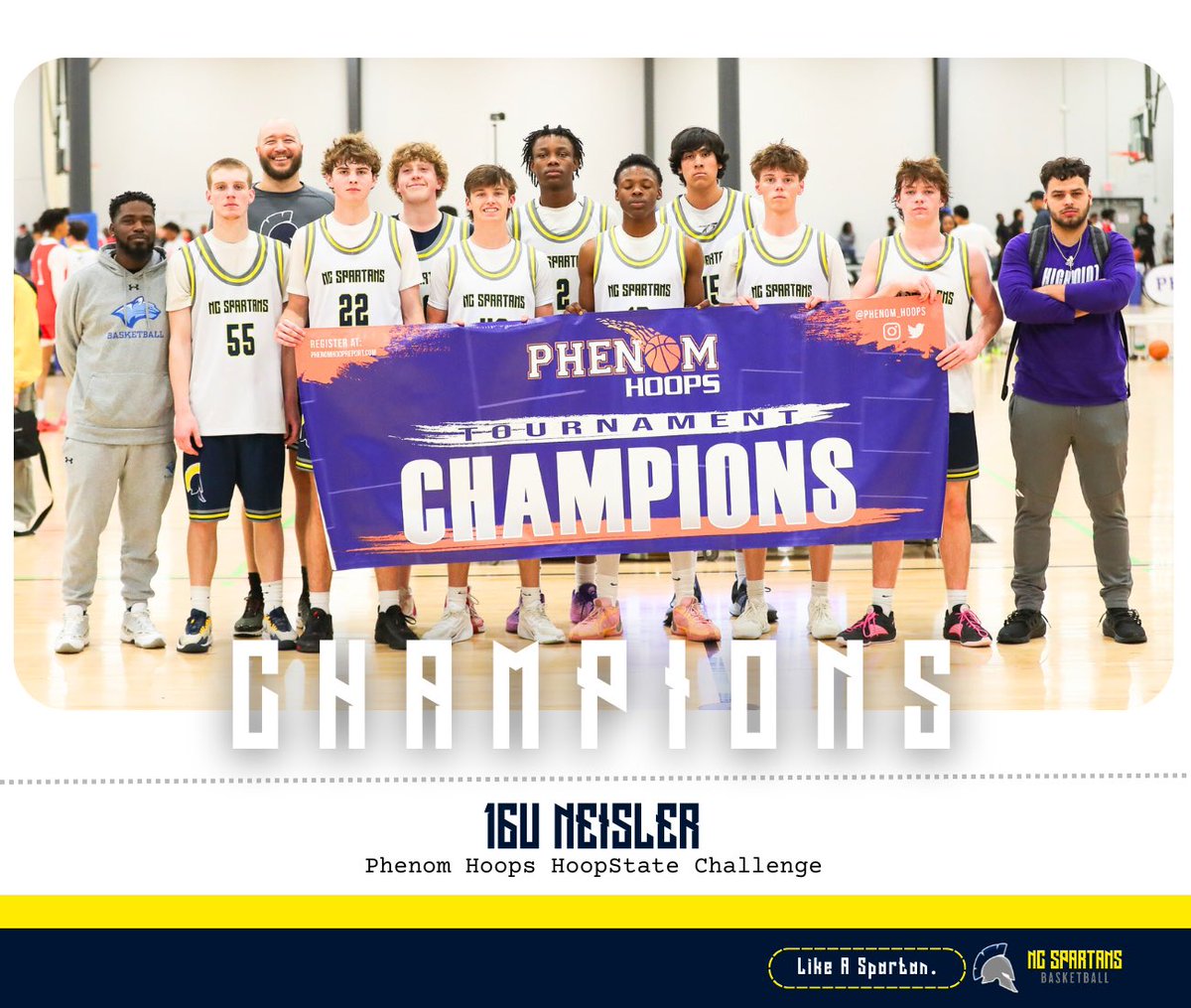 16U Neisler goes 5-0 with a point differential of 104 at the @Phenom_Hoops #PhenomHoopStateChallenge. 

Defeated SW15SH Elite 66-42 in the championship. 

Putting the #HoopState on notice and taking out shoe circuit teams in the process. 

#NCSpartans | #LikeASpartan