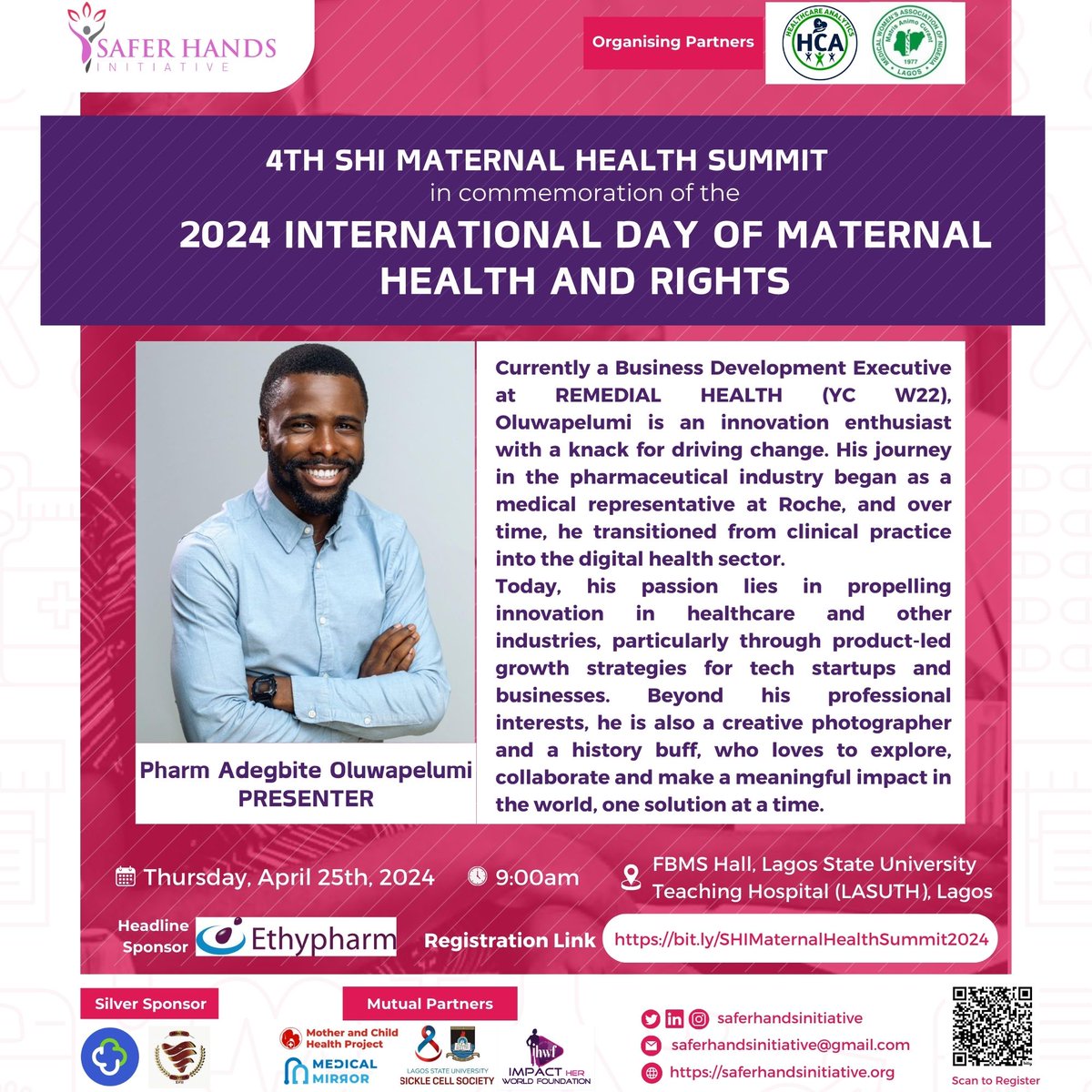 SAFER_HANDS's tweet photo. 3 DAYS TO GO🎊
Meet our panel moderators and presenters.
Kindly note, attending the Summit is Free, but registration is compulsory. Register via this link for reservations: https://t.co/NR1rg0DqXv
#IDMH #IDMH2024 #SHI #MaternalHealth #MaternalRights #MaternalHealthSummit #Summit https://t.co/98zjeBCtYe