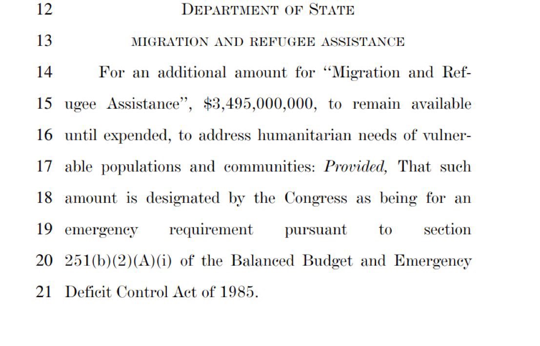 Tucked inside yesterday’s “Israel Security Supplemental Appropriations Act” on page 11 was a little talked about gem👇 Another $3.5 BILLION for “migration & refugee assistance” aka for the NGOs currently helping to facilitate our border invasion like HIAS. So not only did…