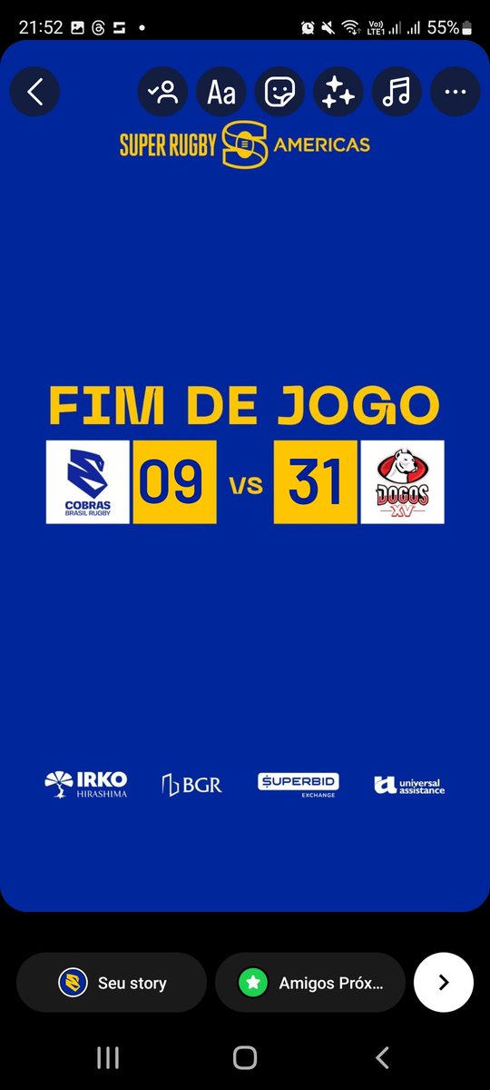 🇦🇷🐶Dogos 31 x 09 Cobras🐍🇧🇷

Encerrado.

Próximo jogo dos Cobras e no sábado que vem contra o 🇨🇱Selknam

#SRA2024 #BeSuper #SuperCobras #RugbyNaESPN