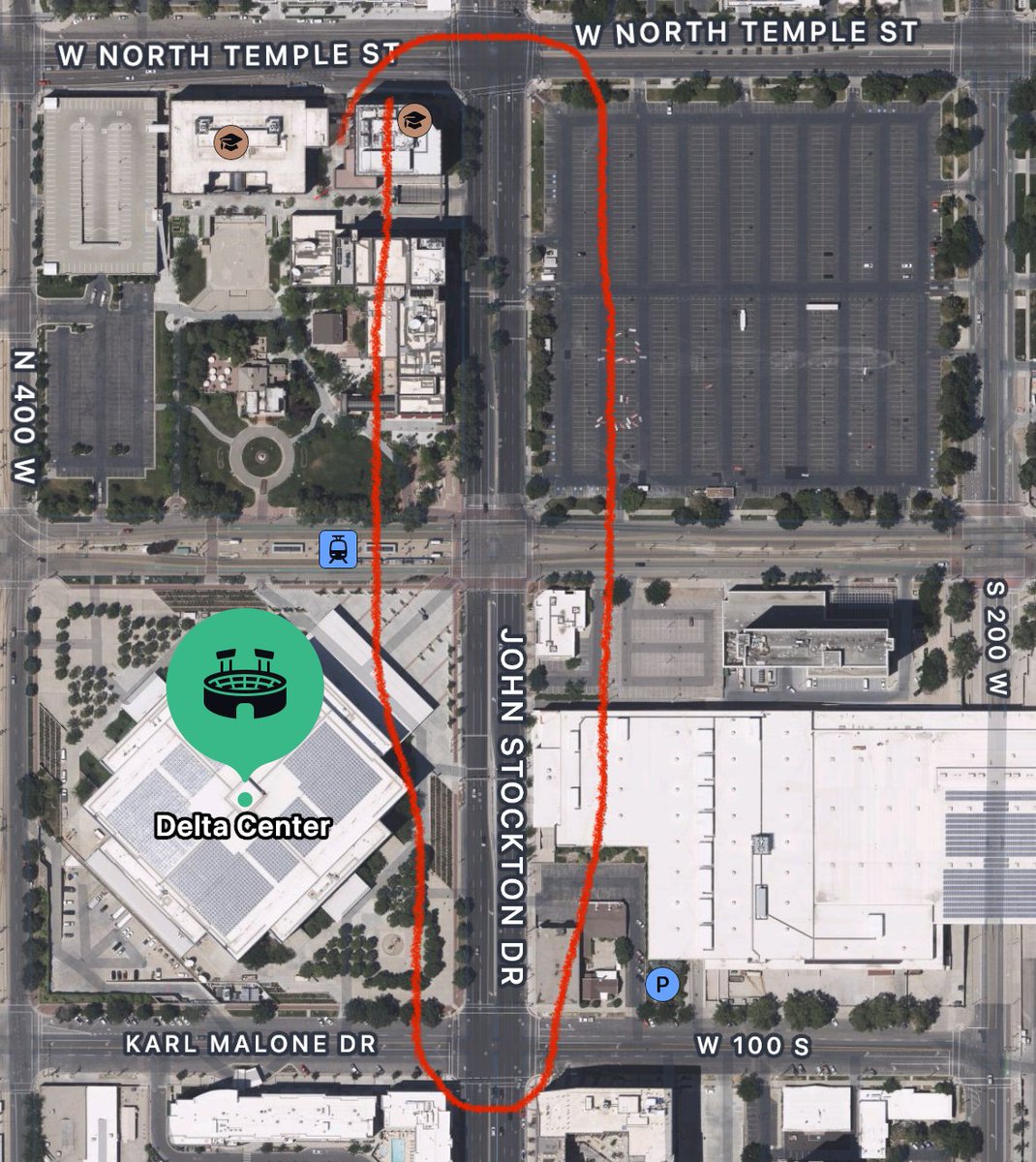 Okay @RyanQualtrics. Hear me out…

Hockey specific stadium in the parking lot, with new parking built beneath. Then get really crazy and build a car tunnel beneath John Stockton drive. Plaza with restaurants connects it all together. #NHLutah