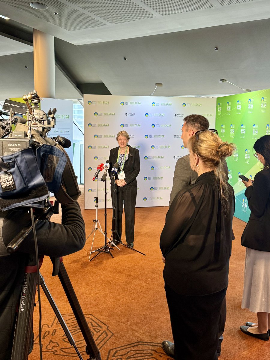 @HelenClarkNZ fronting media at #WHSMelbourne2024 @WorldHealthSmt @VicHealth