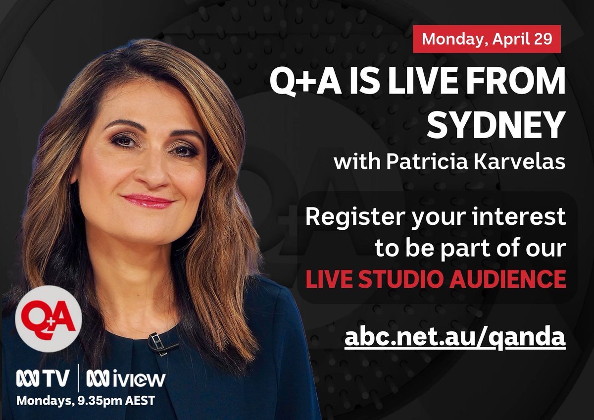 #QandA is live from Sydney on April 29. Register your interest to join the live studio audience: ab.co/Come2QandA