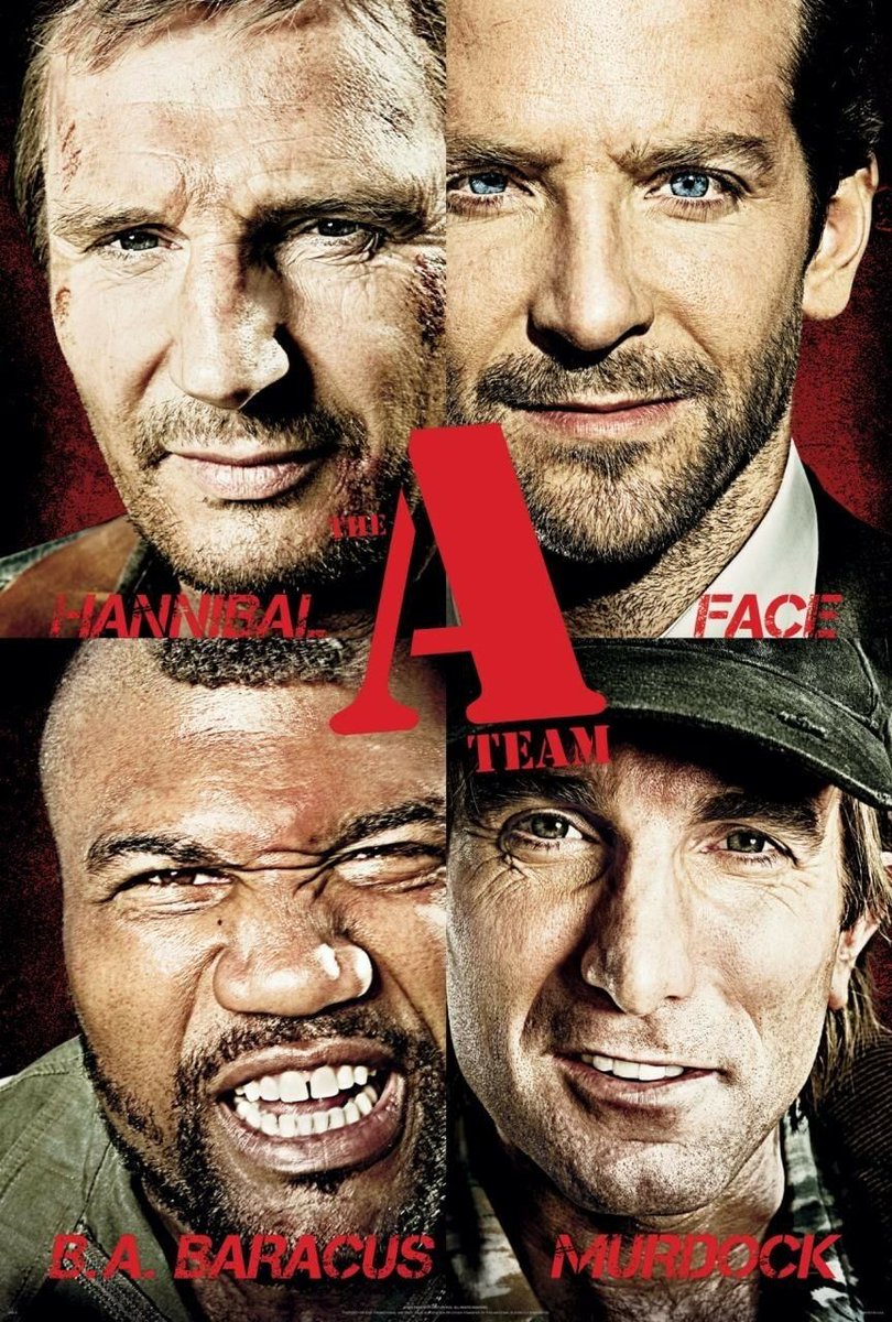 Here's another A movie poster, #TheATeam, starring #LiamNeeson & #BradleyCooper.  I pity the fool that doesn't click here:  justmovieposters.com/AKPosters.html
Actually, I don't. I just thought it would be cool to write that phrase. 😜