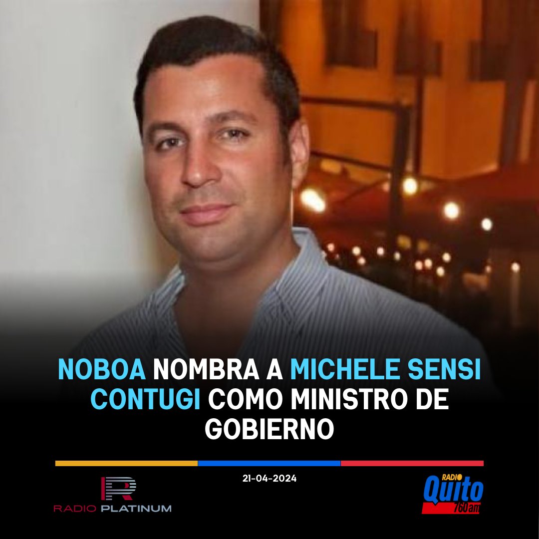 Mediante el decreto 231, el presidente Daniel Noboa designó Michele Sensi Contugi Ycaza como ministro de Gobierno. ECUAVISA