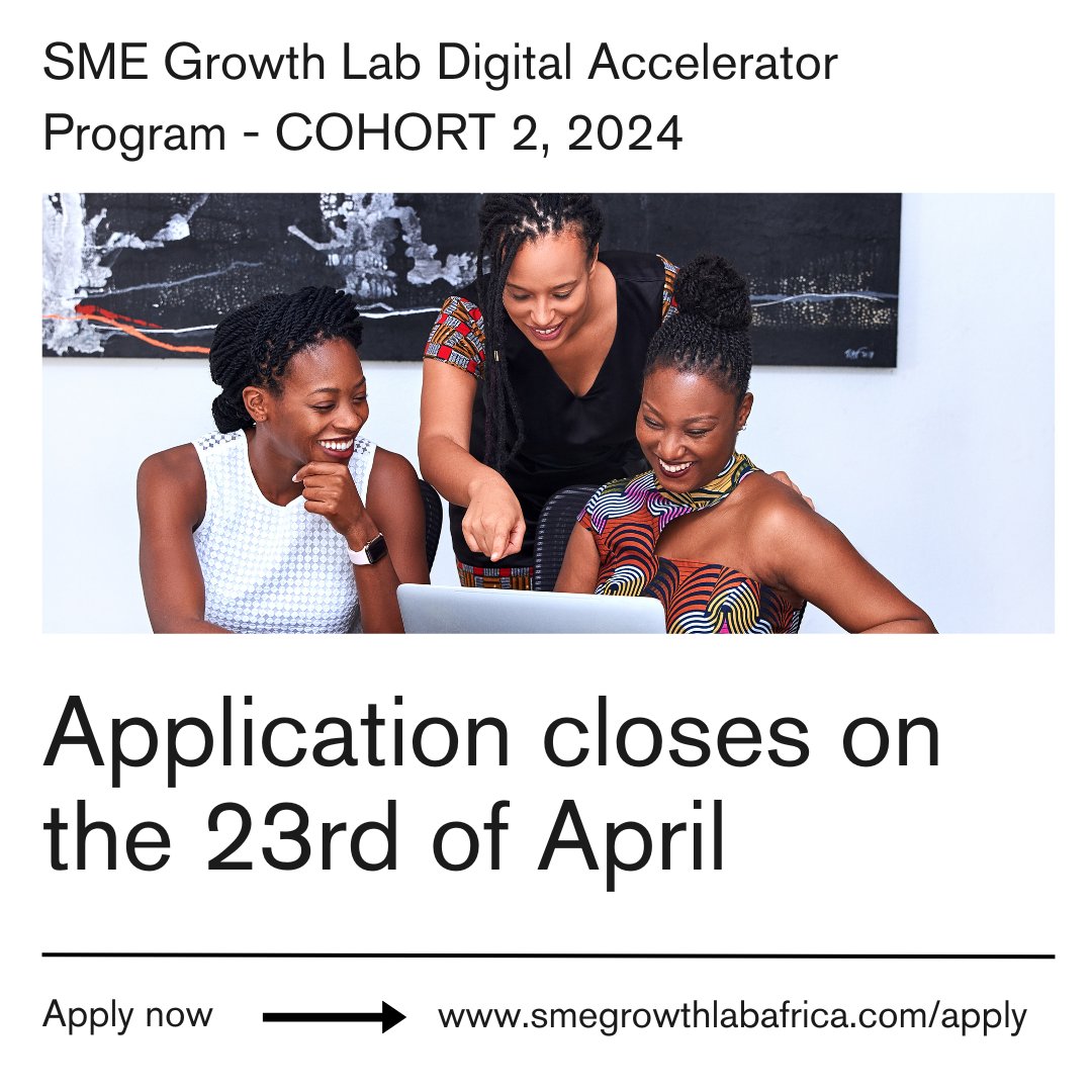 About 24hrs before the 2nd cohort of our 2024 Digital Accelerator Program finally closes. Accepted applicants will get the exclusive opportunity to learn from expert facilitators in Selling, Marketing, Finance, and Legal in May 2024. >> smegrowthlabafrica.com/apply <<