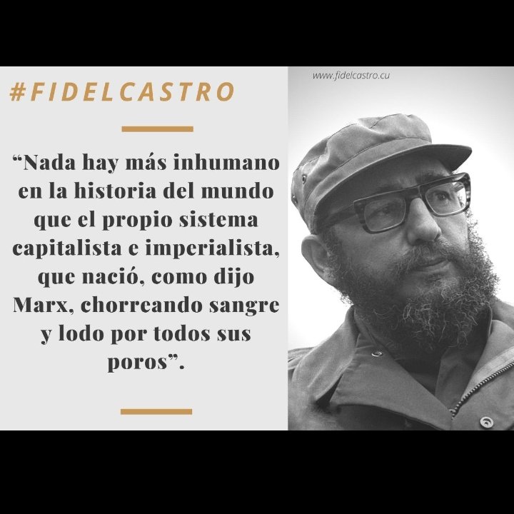 🎙️#FidelCastro “Nada hay más inhumano en la historia del mundo que el propio sistema capitalista e imperialista, que nació, como dijo Marx, chorreando sangre y lodo por todos sus poros”. 

#VamosPorMás #FidelVive #Cuba #SomosContinuidad
