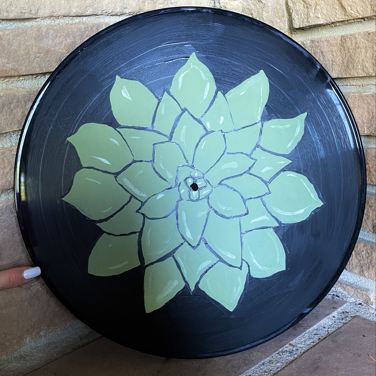 💚Here's what I painted the other night! A succulent using an old record as a canvas🤗 #Art #NatureArt #NatureLover #painting