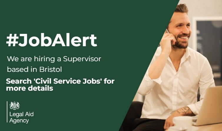 We are recruiting a Supervisor See job advert: 👇 ow.ly/mOVP50R9ksH Apply by 11:55pm on Monday 22 April 2024 #recruitment #legalaid #law