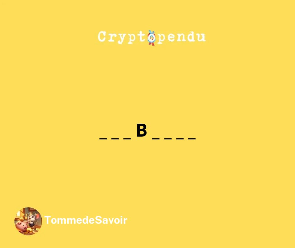 0xTomme's tweet photo. Sauve le #CryptoPendu du jour ! 🪢
Indice : ◻️
💡 Poste une lettre ou la solution
➕ Follow @0xTomme
🔁 RT https://t.co/H19j0FZZpw
