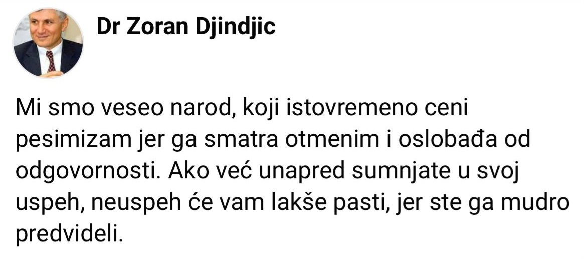 Кај Србите и Македонците, да бидеш оптимист е опасно по живот.