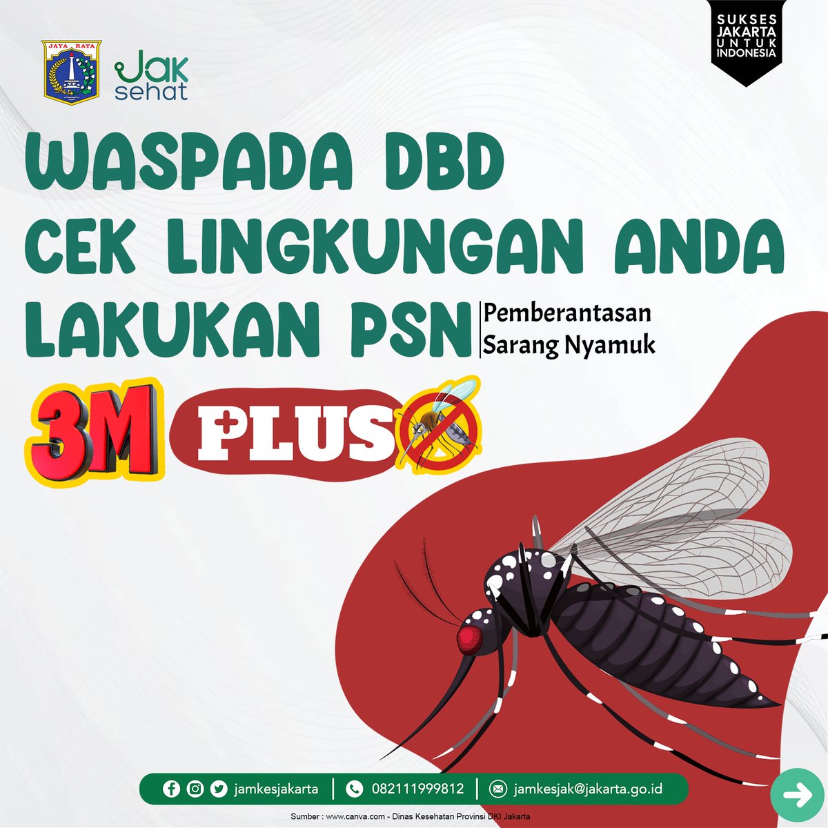 jamkesjakarta's tweet photo. Kebersihan lingkungan dapat dilakukan dengan Pemberantasan Sarang Nyamuk (PSN) 3M Plus 🤗

Apa itu PSN 3M Plus?

Yuk simak info lengkapnya pada infografis diatas 😉

#UPJamkesjak #Jamkesjakinfo #3MPLUS #DBD #Dengue #DemamBerdarahDengue #InfoKesehatan #DinasKesehatan #DKIJakarta https://t.co/oTziMfiayG