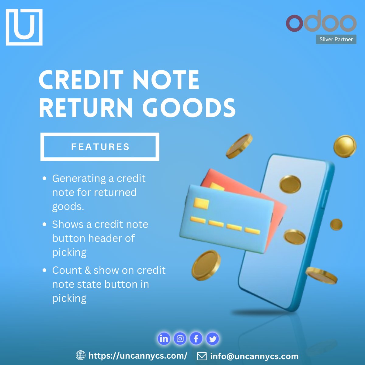 uncannycs's tweet image. Can we have your attention, please!

Introducing our latest module, Credit Note Return Goods.

apps.odoo.com/apps/modules/1…

#Uncannycs #CreditNotes #returngoods #creditmanagement #inventorysoftware #ERP #businessautomation #effortlessreturns #SeamlessOperations #timesavingtips