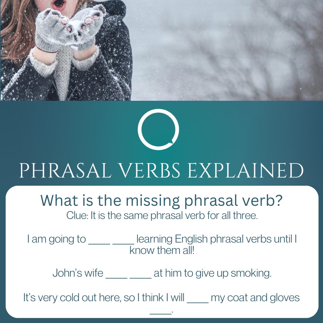 Do you know the answer to this gap fill teaser? Write it in the comments if you do!

I'll post the answer later this week, but if you need a clue in the meantime, you can visit my website on the link below.

phrasalverbsexplained.com

#PhrasalVerbs #Langtwt #LearnEnglish #Twinglish