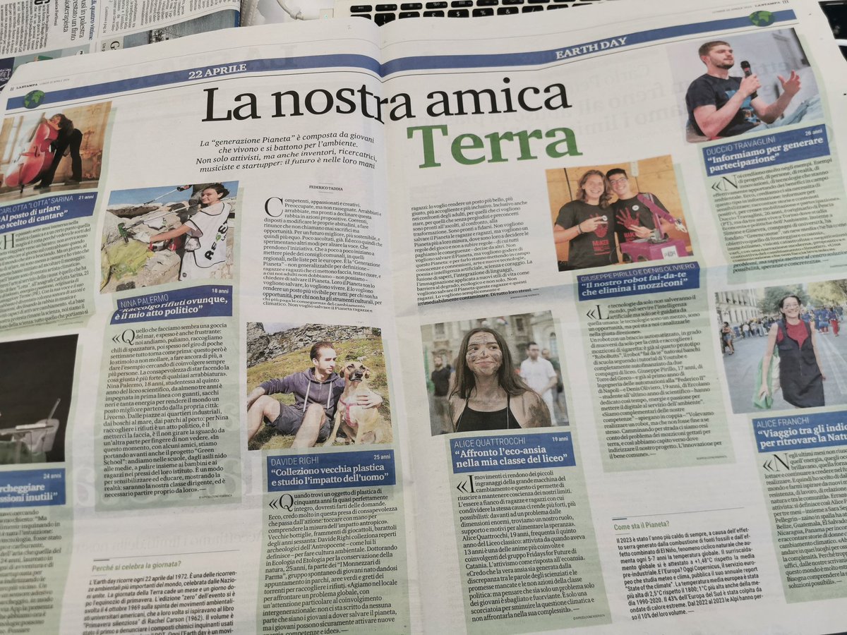 Ragazze e ragazzi che non vogliono salvare il Pianeta. Un mio commento e otto storie di giovani contaminanti. Su @LaStampa #EarthDay lastampa.it/cultura/2024/0…