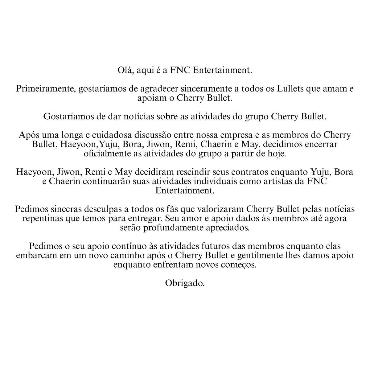 CherryBulletBR's tweet photo. Pronunciamento oficial da FNC. https://t.co/yGMhhHjcI0