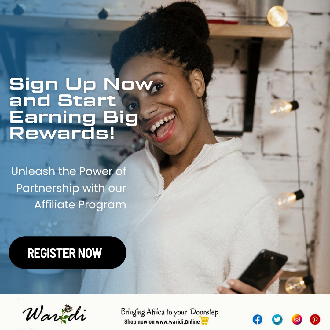 Ready to turn your passion for African elegance into income? Join the Waridi Affiliate Program today and earn commissions by promoting our stunning African-inspired products 💕 .