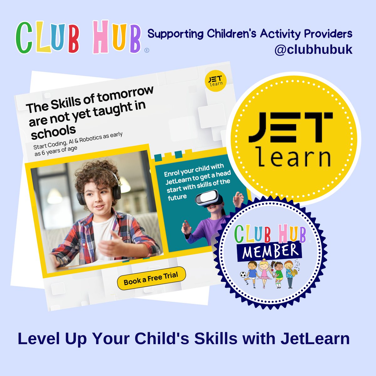 Level Up Your Child's Skills with JetLearn

AI, Coding, and robotics are the skills of the future. Give your child a head start with JetLearn's personalized 1:1 online classes. Take the first step. Sign up for a free trial today! @jet_learn

#jetlearn #clubhubmember