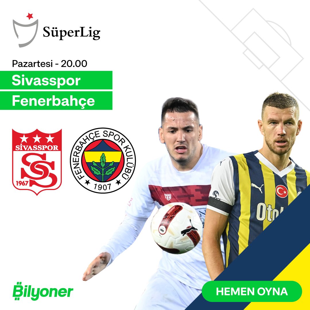 🇹🇷 Süper Lig'de Fenerbahçe, Sivas deplasmanında... Bilyoner'de Hemen Oyna ➡️ bit.ly/Bilyoner_Futbol