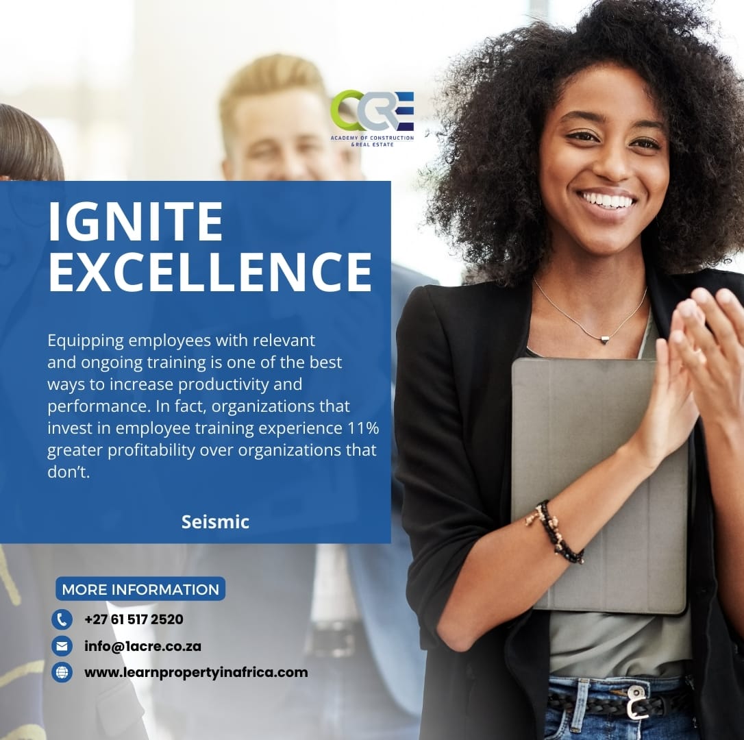 From enhancing employee engagement to driving workplace productivity, it’s clear that training pays dividends. Discover more about the Academy of Construction & Real Estate (ACRE): learnpropertyinafrica.com/about-us/

#IgniteExcellence
#ProfessionalDevelopment