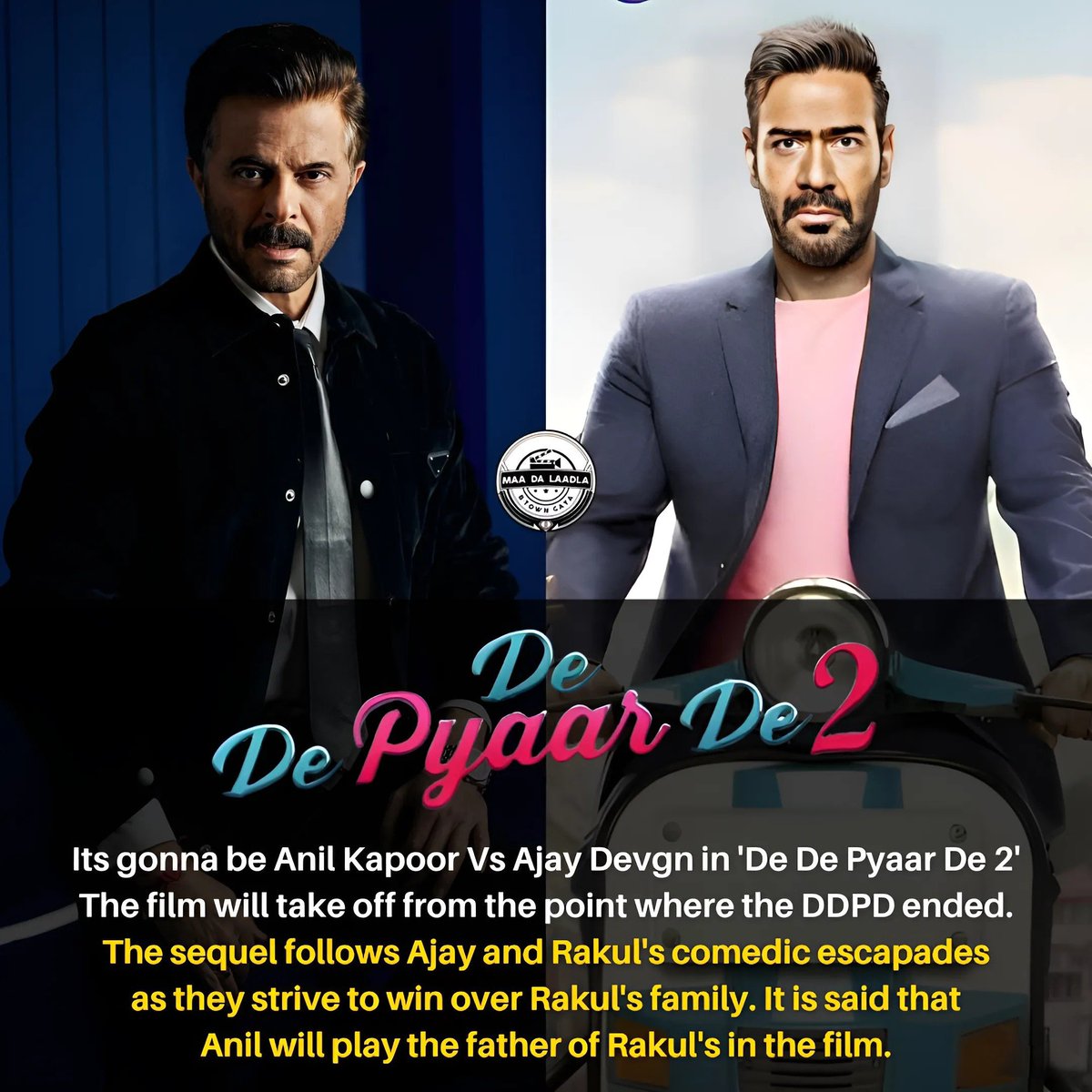 The sequel will chronicle comic events in the family of #Rakulpreet arising out of the relationship between a 50-something Ashish (Ajay Devgn) and a 20-something Ayesha (Rakul). ❤️❤️❤️ #DeDePyaarDe2

The film will go on floors in June 2024 in London. Directed by #AnshulSharma.