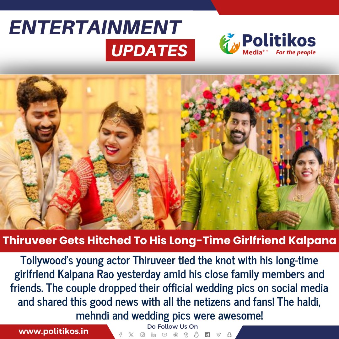 Thiruveer Gets Hitched To His Long-Time Girlfriend Kalpana #politikos #politikosentertainment #Thiruveer #WeddingBells #CelebrityWedding #KalpanaThiruveer #HappilyEverAfter #LoveBirds #MarriageCelebration #CelebrityCouple #Hitched #WeddingBliss