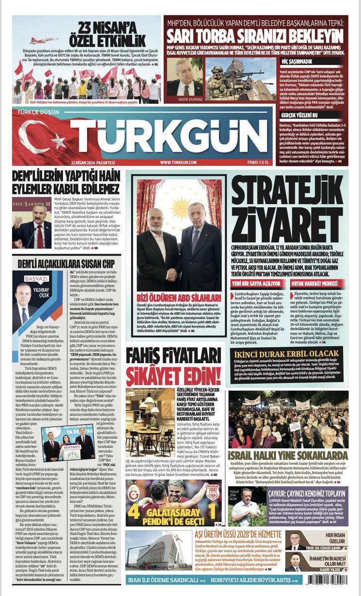 Gazetemizin 22 Nisan 2024 Pazartesi baskısını inceleyebilirsiniz... #Türkgün #turkgungazetesi