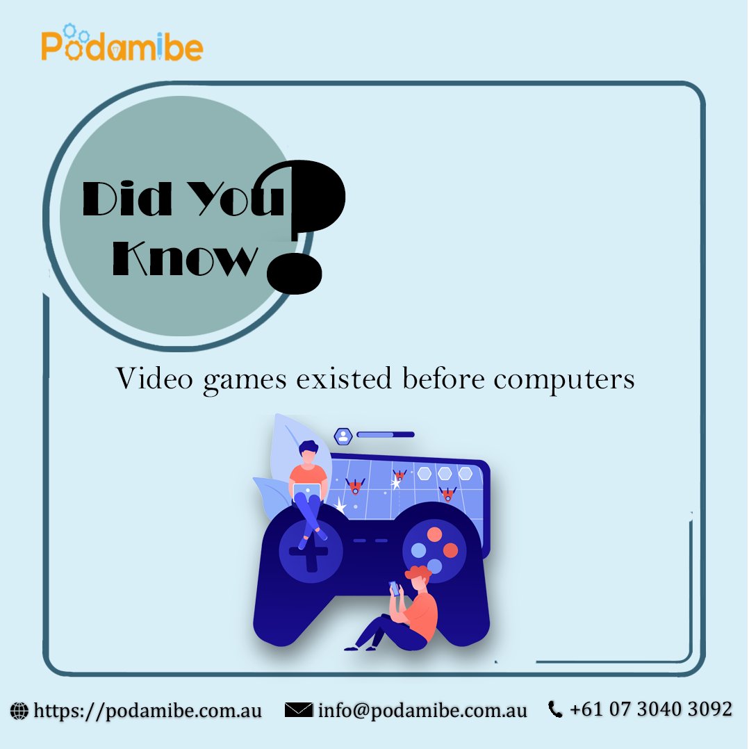 Did you know?
Video games existed before computers.
#podamibeaus #didyouknow #softwaredevelopment #webapplication #websitedevelopment #ITSolutions