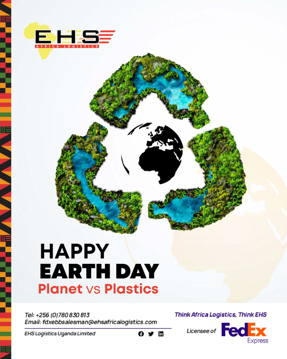 In honor of Earth Day, lets take a moment to appreciate the earth for being so kind to us even when we have been so unfortunate to it. 

Dispose of plastics properly and protect the planet.🌍✅🌱

#EHSAfrica #LogisticsAfrica #EHSUganda #FedEx #Africa #plasticsvsplanet