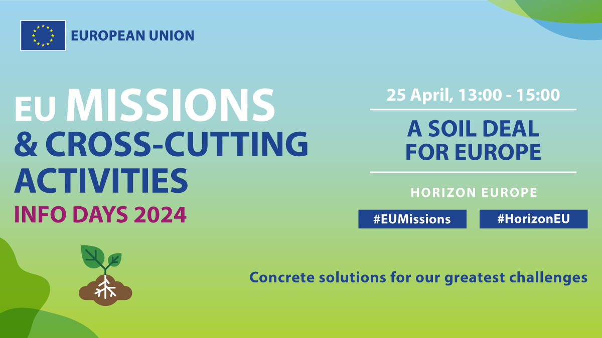 This #EarthDay, check out the 2024 #MissionSoil call for proposals 🌍

9 topics will open for funding on 8 May worth €134 million. These will contribute to improving #EUSoil  🪱

Attend the #EUMissions Info Days to learn more: 
europa.eu/!8TxbBW

#CleanSoilEU #EUGreenDeal