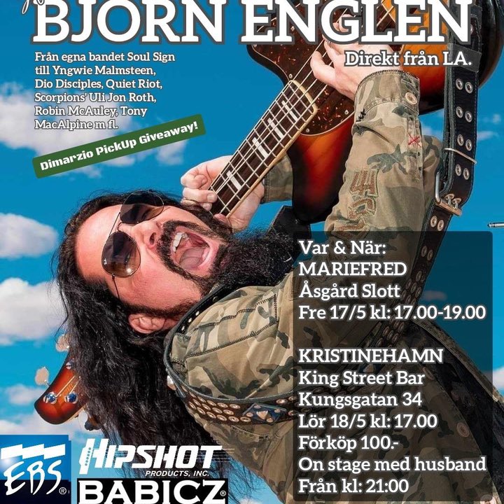BjornEnglen's tweet photo. Bjorn Englen @ Bass Clinic &amp; Concert in Kristinehamn, Sweden on May 18th https://t.co/a2j61XG5ip
⁦@ebssweden⁩ ⁦@SwedenEbs⁩ ⁦@HipshotProducts⁩ ⁦@babiczguitars⁩ ⁦@AllStarRawk⁩ ⁦@BassLessonsLA⁩ https://t.co/XVwkpZEiE1