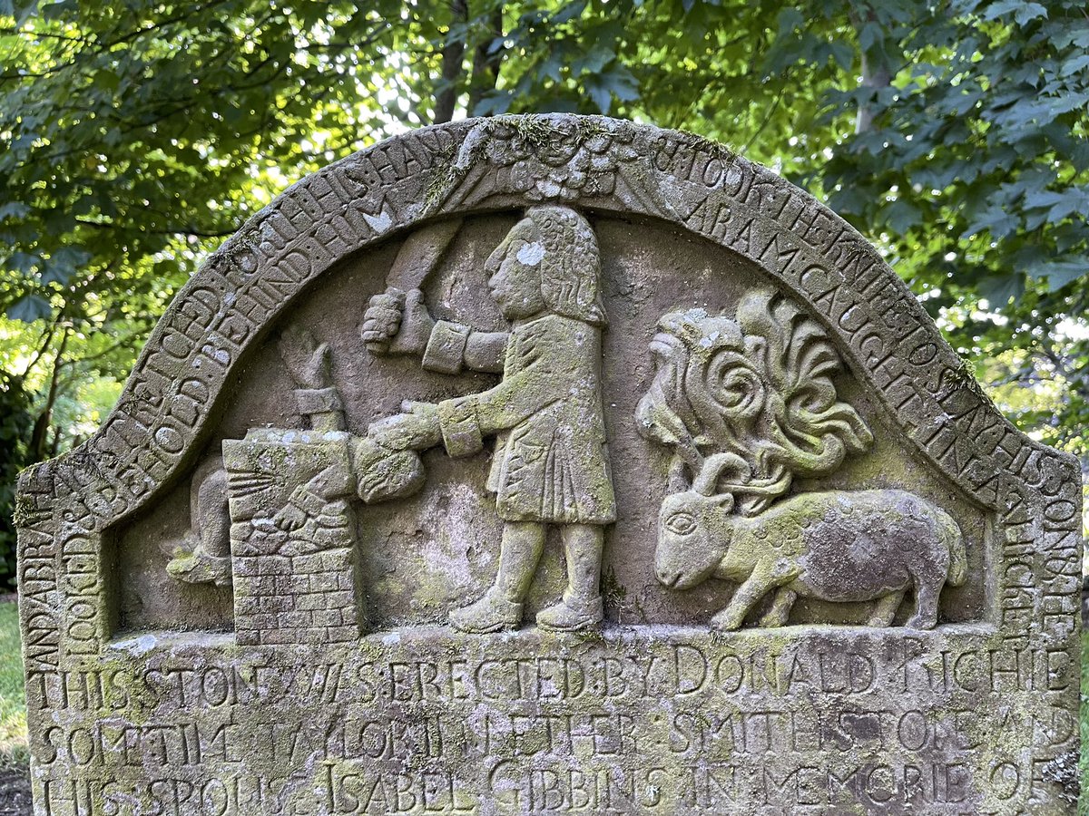 Meet Issac, Abraham, the Ram & the Angel of The Lord. Donald Richie & Isabel Gibbins chose this biblical scene to commemorate the loss of their 5 children, perhaps because it speaks of Faith, Sacrifice & the power of The Lord. Their relatability emphasised by the 18thC clothing.