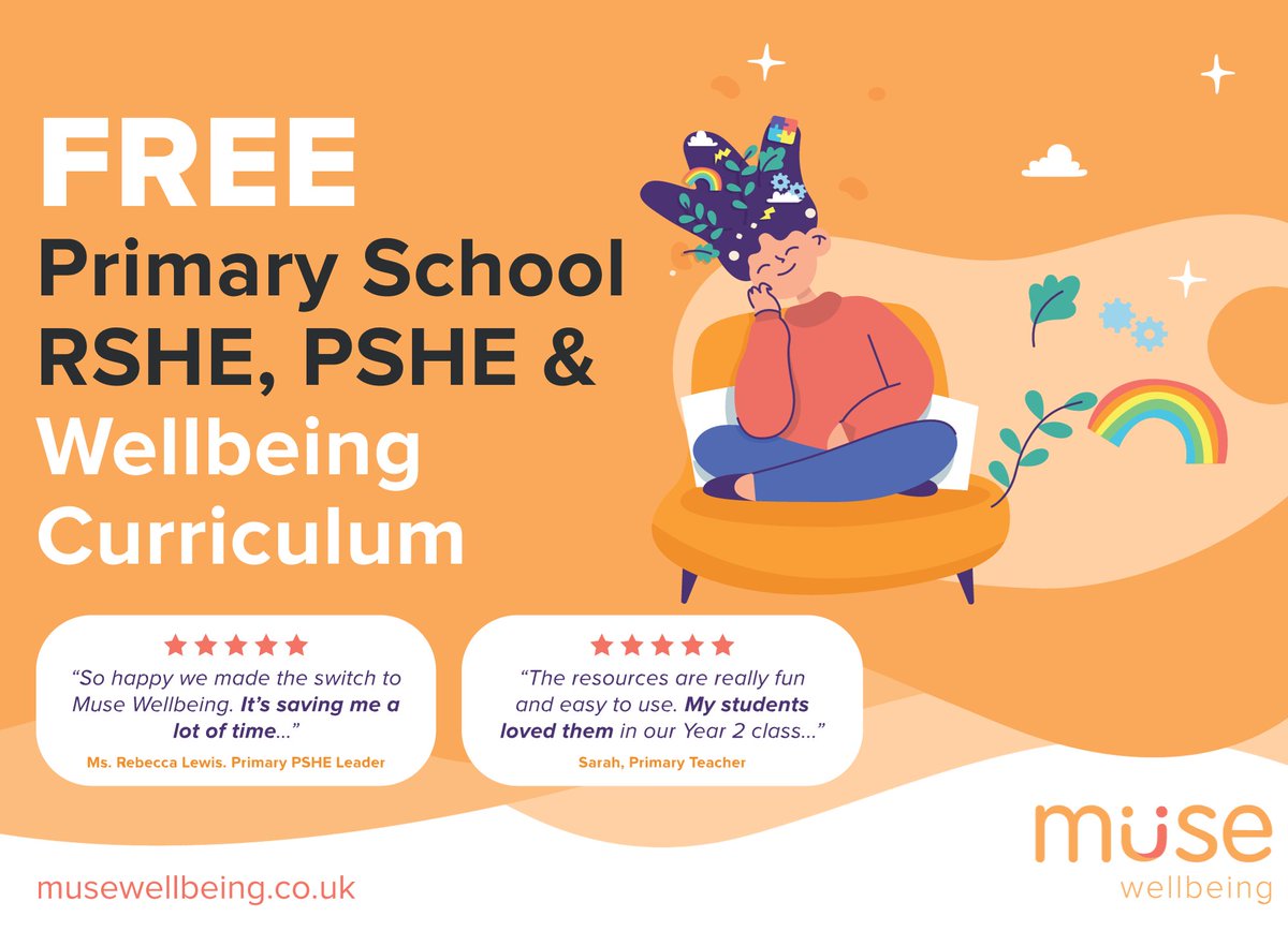 Muse Wellbeing is a complete #RSHE, #PSHE and #Wellbeing curriculum for all primary schools.

Sign up here: musewellbeing.co.uk 

Get FREE access for all classes in your school!  

#primaryschool #ukedchat #edutwitter