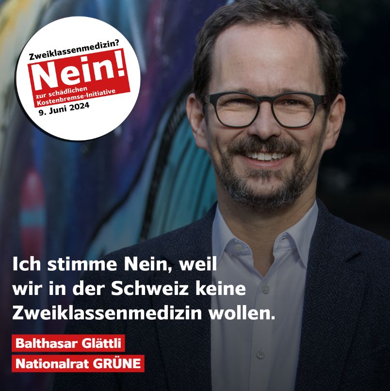 Ich sage überzeugt NEIN zur irreführenden Kostenbremse-Initiative. Sie führt zu einer Zweiklassenmedizin: Superleistung für die Reichen, Holzklasse für den Rest. Die Argumente der GRÜNEN: gruene.ch/abstimmungsemp… 1/