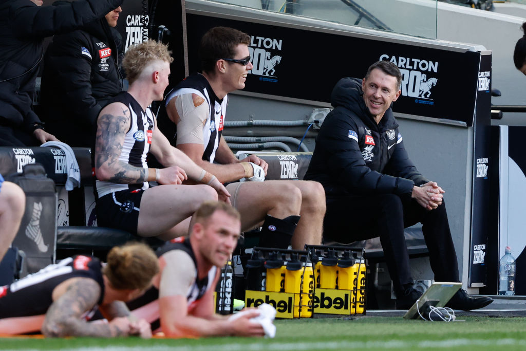 FOXFOOTY's tweet photo. It's Coaches' Night on #AFL360 - and @CollingwoodFC's Craig McRae is at the desk for the first time this season!

He'll review the Pies' breathtaking win over Port - and preview the Anzac Day blockbuster.

LIVE from 6.30pm (AEST) ... https://t.co/n6rUqMfaAa