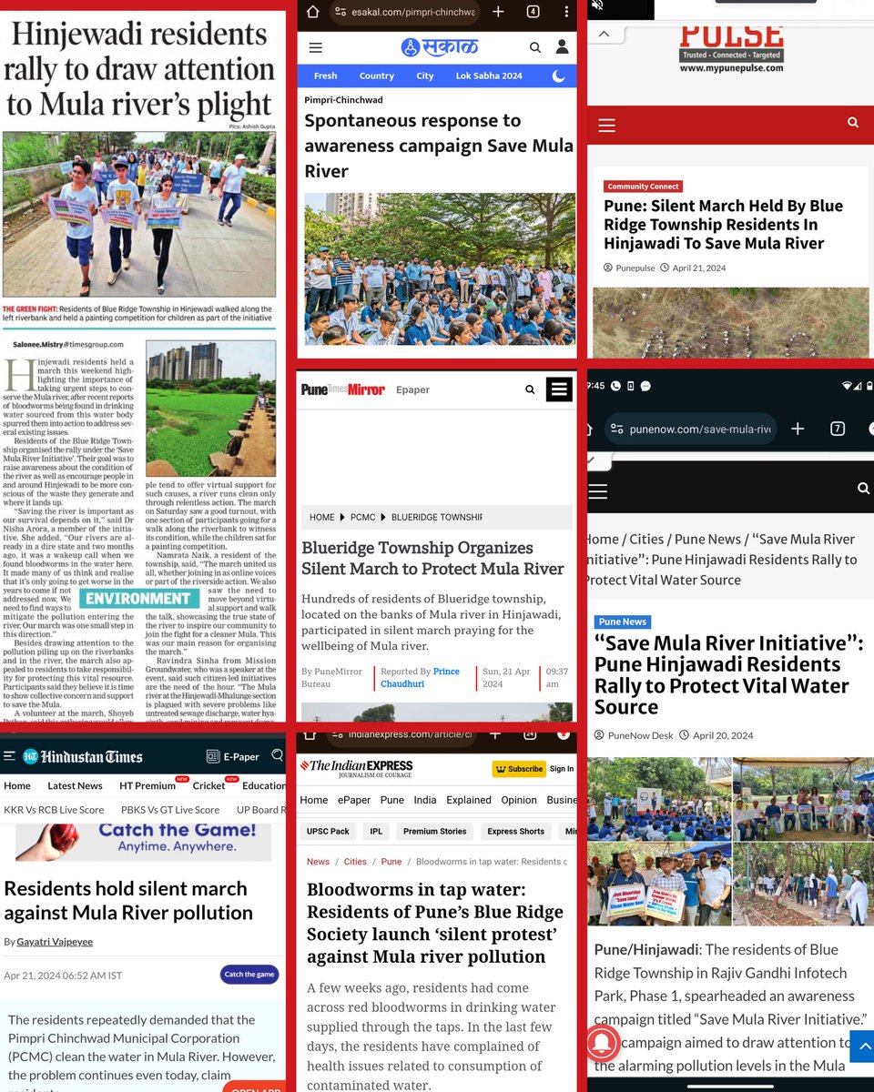rachnaniranjan's tweet photo. So good to see our tiny efforts to #saveMula has been covered and published by various news papers. Thank you @pulse_pune @punekarnews @ThePuneMirror @TOIPune @SakalMediaNews https://t.co/mdCR4mI08r