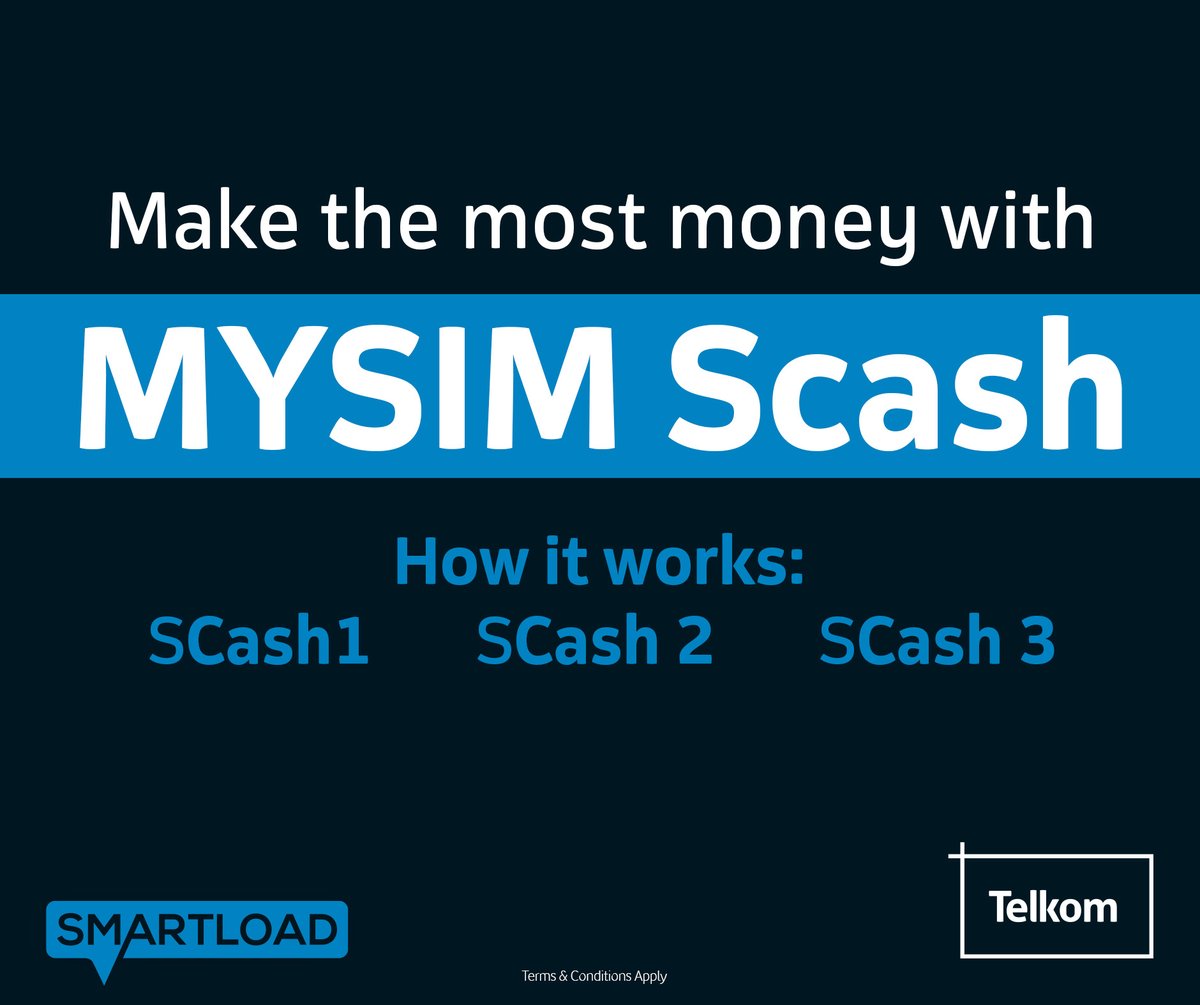 How Smartcall Scash works? SCash3 – R10 Will be paid if a sim uses R20 or more in the month after month 1 (Month 2) Will be paid if a sim uses R20 or more in the month after month 1 (Month 2) #TelkomMYSIM