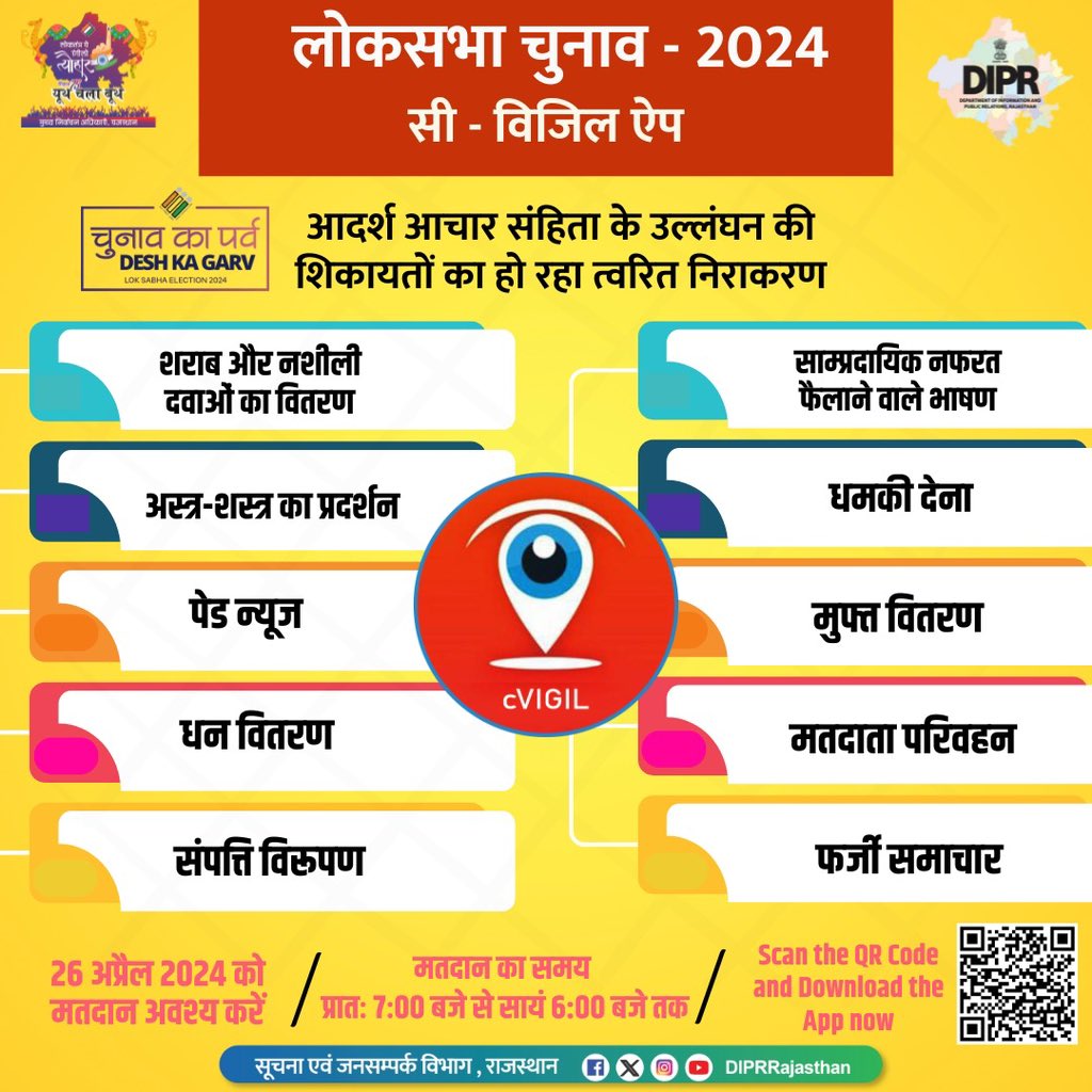 लोकसभा चुनाव 2024 @ECISVEEP @CeoRajasthan #rajasthan #DIPRRajasthan #ChunavKaParv #DeshKaGarv #ECI #Election2024 #GeneralElections2024 #LoksabhaElection2024