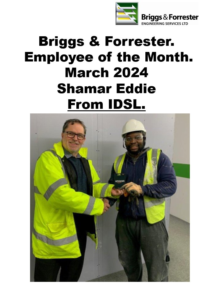 Congratulations to Shamar Eddie for receiving the Briggs and Forrester 'Employee of the Month' for March at 135 Park St for his safe, tidy and excellent work ethic.

Well Done Shamar!

#ductwork #ventilation #airconditiong #loveconstruction #project #healthandsafety #awards