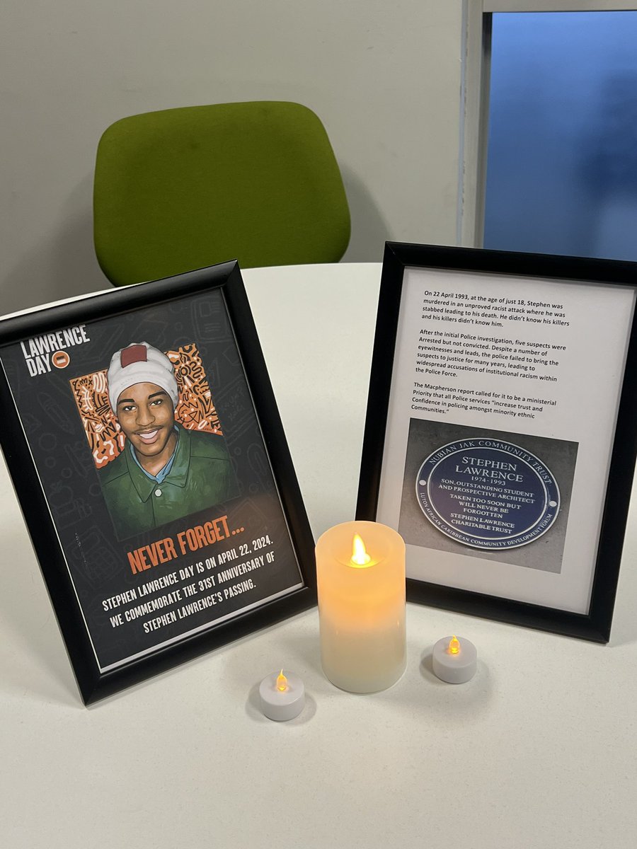 'Remembering Stephen Lawrence today and every day. His legacy inspires us to keep fighting for justice, equality, and a world where everyone can thrive. #StephenLawrenceDay #NeverForget'