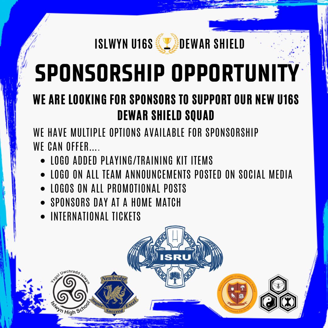 ISRU15s's tweet photo. 𝙎𝙋𝙊𝙉𝙎𝙊𝙍𝙎𝙃𝙄𝙋 𝙊𝙋𝙋𝙊𝙍𝙏𝙐𝙉𝙄𝙏𝙄𝙀𝙎🔥

We are on the look out for some local sponsors to help support our next Dewar Shield U16s Programme💥

If you would like to discuss Sponsorship Packages we can offer; please drop us a DM or Email⤵️
islwynschoolsrugby@gmail.com https://t.co/zRrzt6gwEV