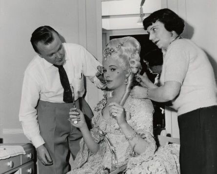 #JeanHagen getting her wig and makeup tidied up during filming #SinginInTheRain