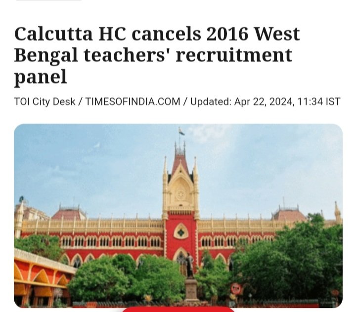 #BreakingNews 🚨 #Kolkata #WestBengal  #CalcuttaHighCourt scraps entire 2016 #SSC panel.  

23000 teachers were appointed ILLEGALLY, taking cut money, by #TMC 23000.

Court further orders those who were recruited illegally will have to return their salary within six weeks.
