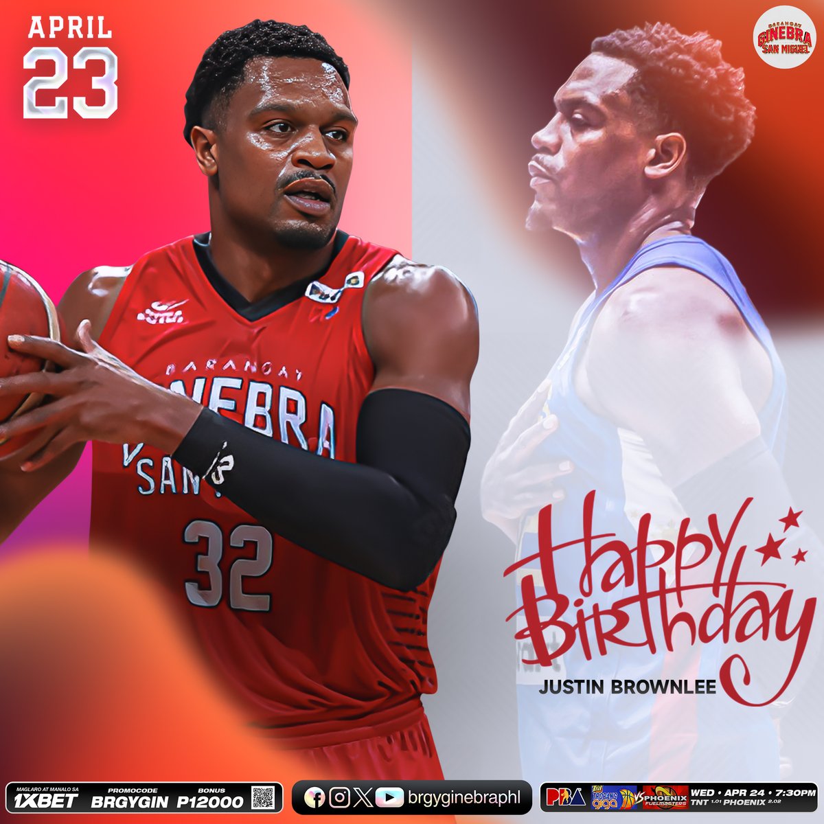 Join us in wishing a Happy Birthday to our 'Kabayan' Justin Brownlee. 🐐🥳🧁🎉