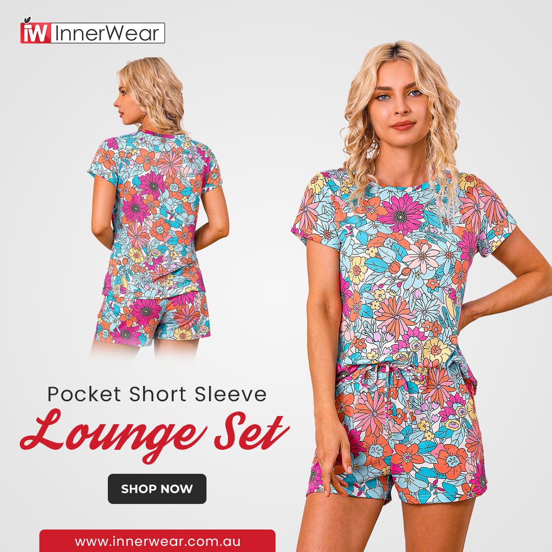 Stay cozy❤️all day long with this pocket short-sleeve lounge set from #InnerWear! 

𝗚𝗲𝘁 𝘂𝗽 𝘁𝗼 𝟱𝟬% 𝗱𝗶𝘀𝗰𝗼𝘂𝗻𝘁: innerwear.com.au

#comfyclothes #innerwear #pockets #SatinSerenity #NighttimeGlam #nightdress #silknighty #Dragonprint #printednightdress #dress
