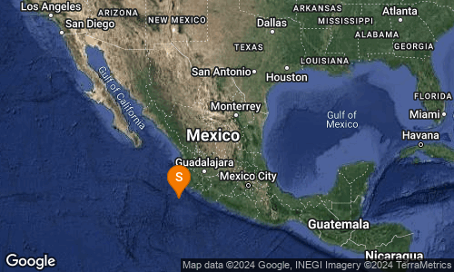 SISMO Magnitud 4.1 Loc 179 km al SUROESTE de CIHUATLAN, JAL 22/04/24 00:01:49 Lat 18.20 Lon -105.86 Pf 15 km