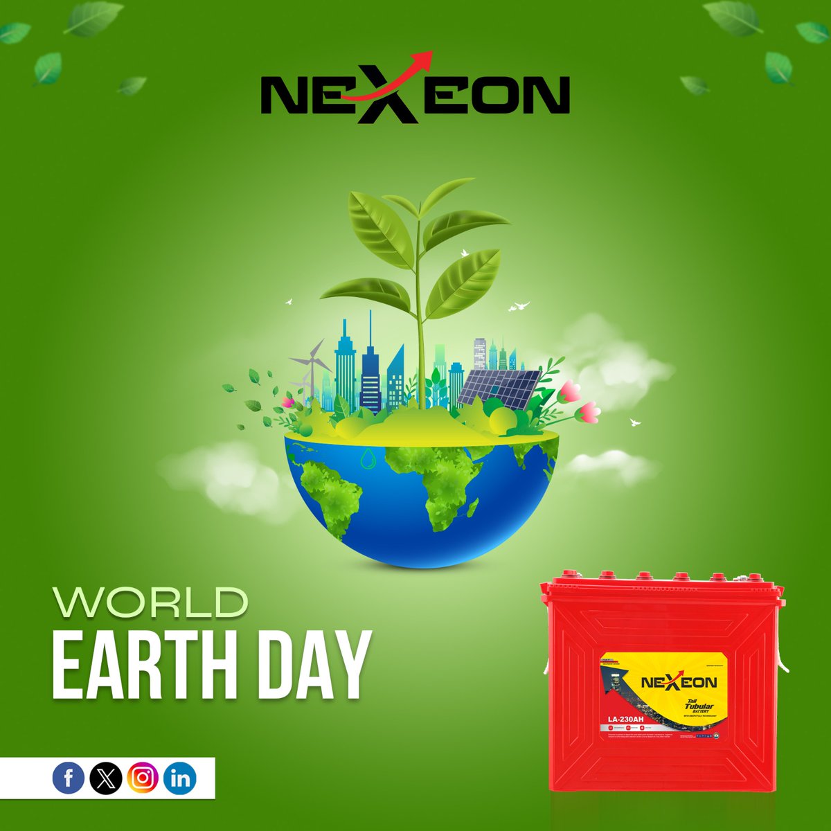 Empowering a Greener Tomorrow!
Happy Earth Day from Nexeon Battery – Lighting the Path to Sustainable Energy Solutions!🌎

Follow us : Nexeon Battery
----------------------------------------
 #EarthDay2024 #WorldEarthDay #EnvironmentalAwareness #NexeonBattery #BatteryIndustry