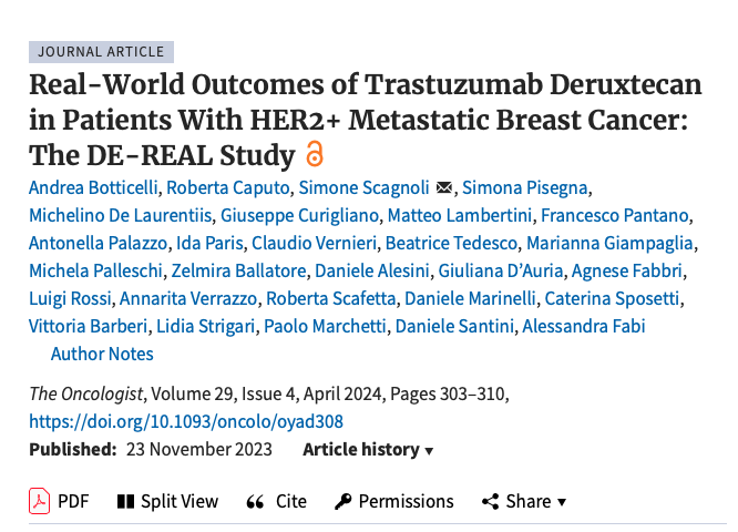 OncoAlert (@oncoalert) on Twitter photo Just Out on <a href="/TOncologist/">The Oncologist Community</a>
In the Italian 🇮🇹DE_REAL Study: Trastuzumab deruxtecan (T-DXd) 💊demonstrated effective and safe outcomes in a real-world population of HER2+ 🧬metastatic #BreastCancer patients across various therapy lines
✅median real-world progression-free survival Just Out on <a href="/TOncologist/">The Oncologist Community</a>
In the Italian 🇮🇹DE_REAL Study: Trastuzumab deruxtecan (T-DXd) 💊demonstrated effective and safe outcomes in a real-world population of HER2+ 🧬metastatic #BreastCancer patients across various therapy lines
✅median real-world progression-free survival