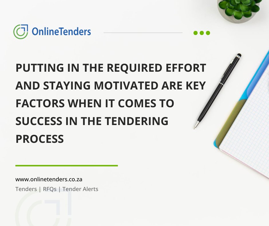 Remain committed to improving and ensure your efforts are consistent to help reach tender success.
#mondaymotivation #onlintenders